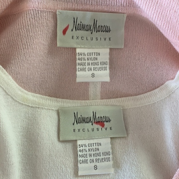 Neiman Marcus baby pink/white sweater/cardigan with white top size S - Picture 7 of 10